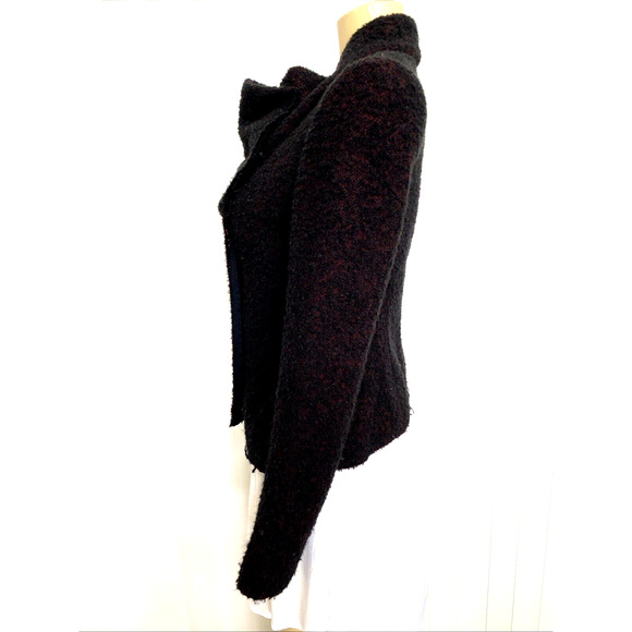 Isabel Marant Boucle Knit Moto Jacket Blazer Burgundy Black Zip Front Wo… - Picture 5 of 8